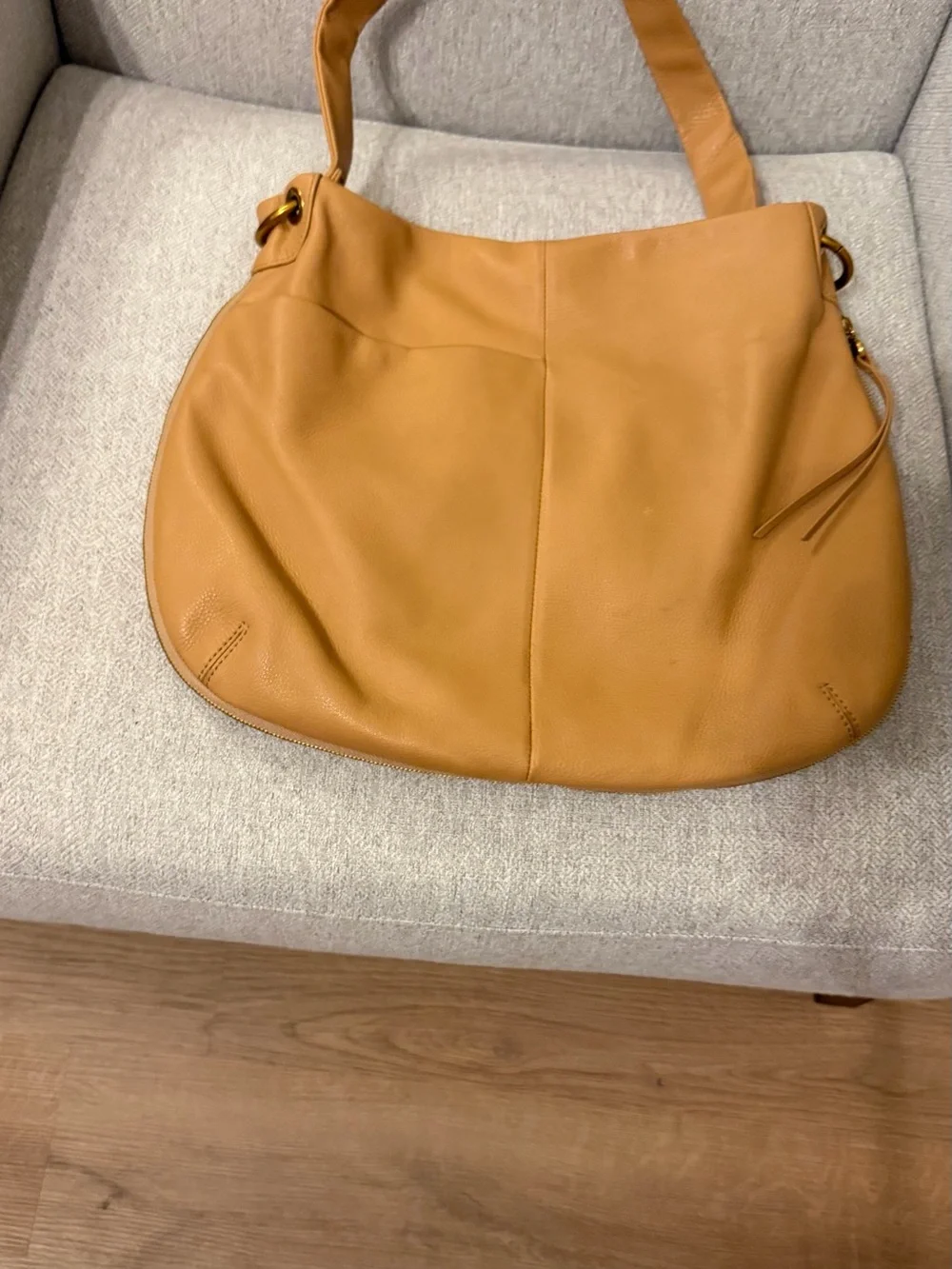 HOBO Genuine Leather Hobo Shoulder Bag Camel Tan Slouchy Large Purse - Picture 7 of 16